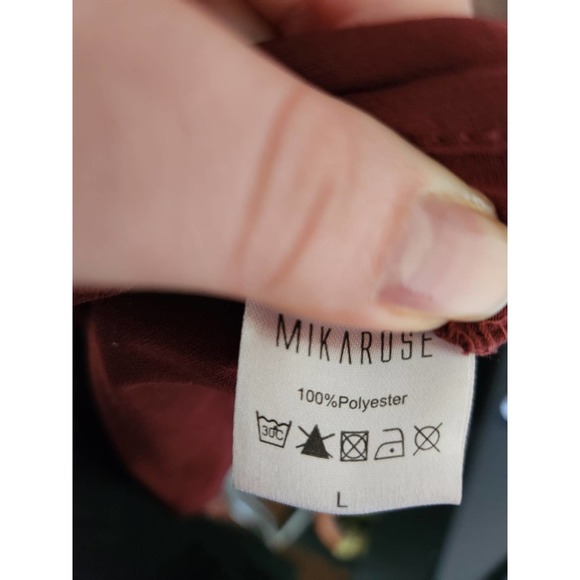 Mika Rose Womens Burgundy Bell Sleeve Blouse LG - Picture 8 of 8